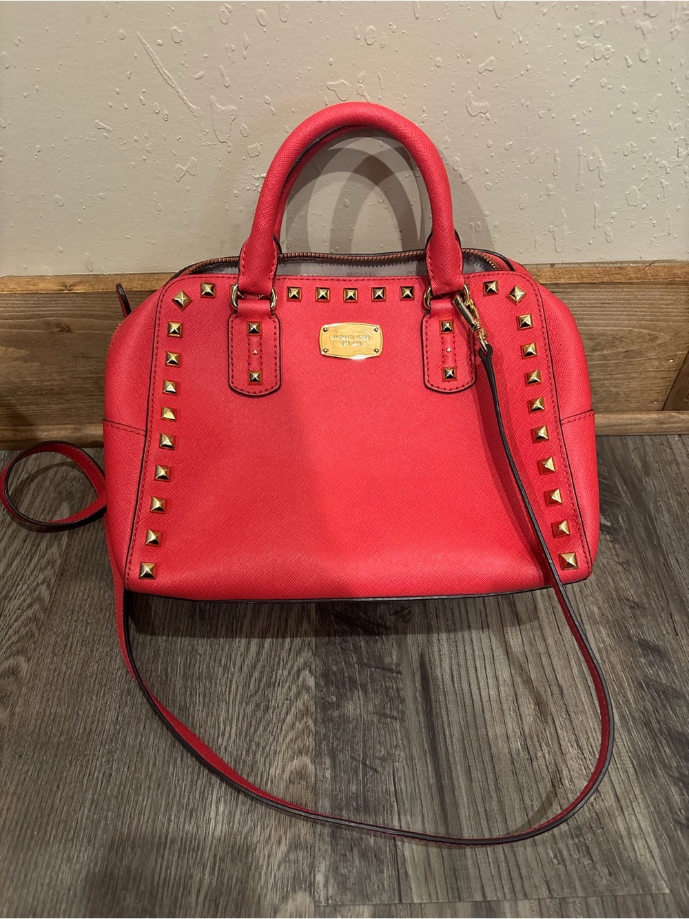 Red Stud-Trim Satchel Handbag - Michael Kors